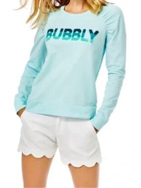 Lilly Pulitzer Teal and Blue Graphic Sweatshirt